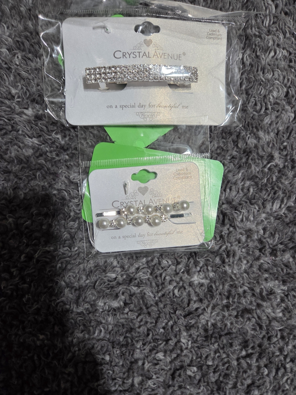 Crystal Avenue Silver Rhinestone & Pearl Hair Clip Set